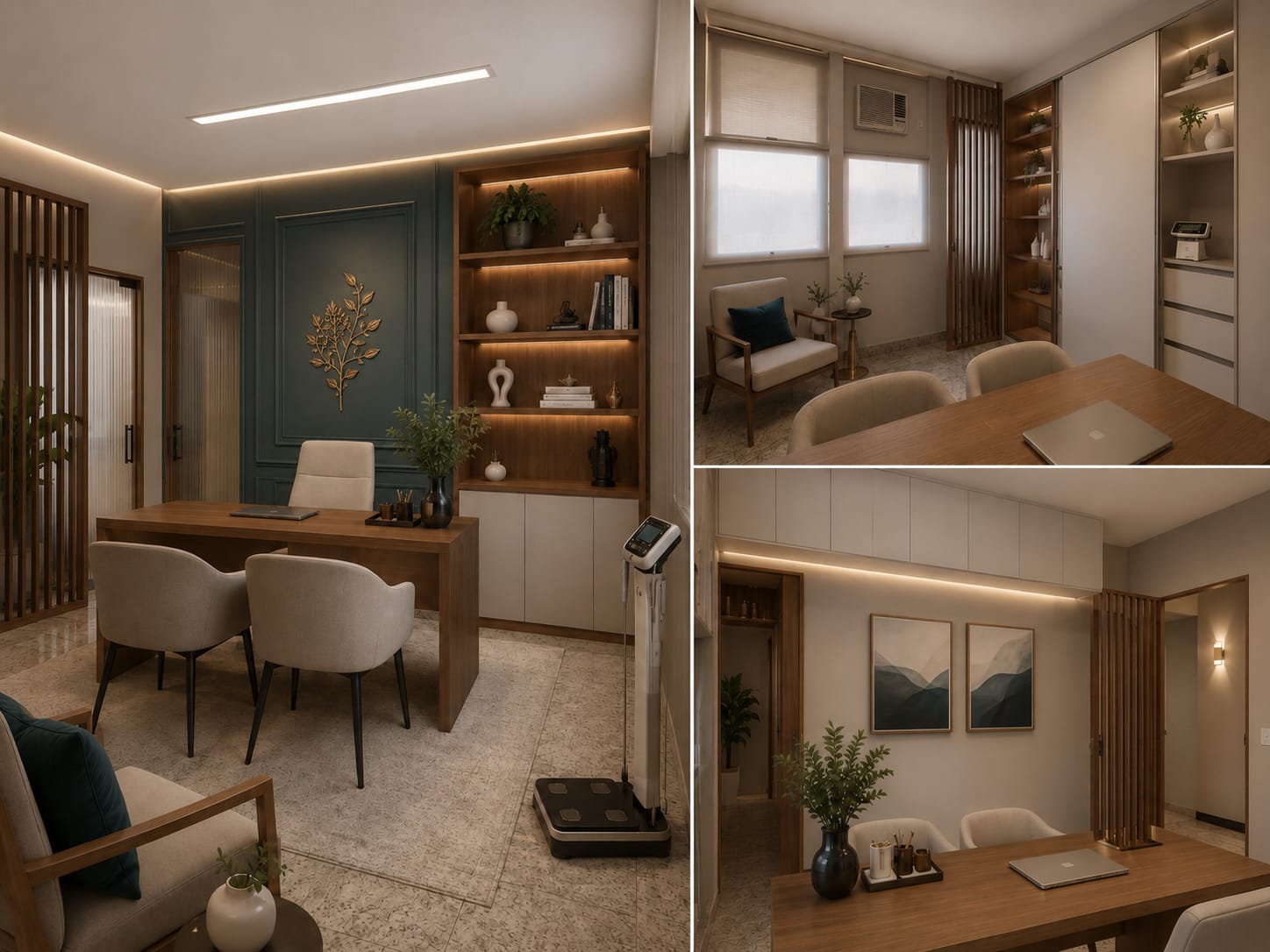 Ambientes de recepção e avaliação da SG Health SPA